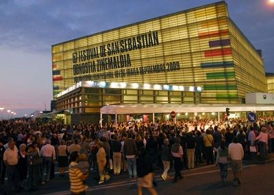 San Sebastian International film festival, crowd infront of building Kursaal