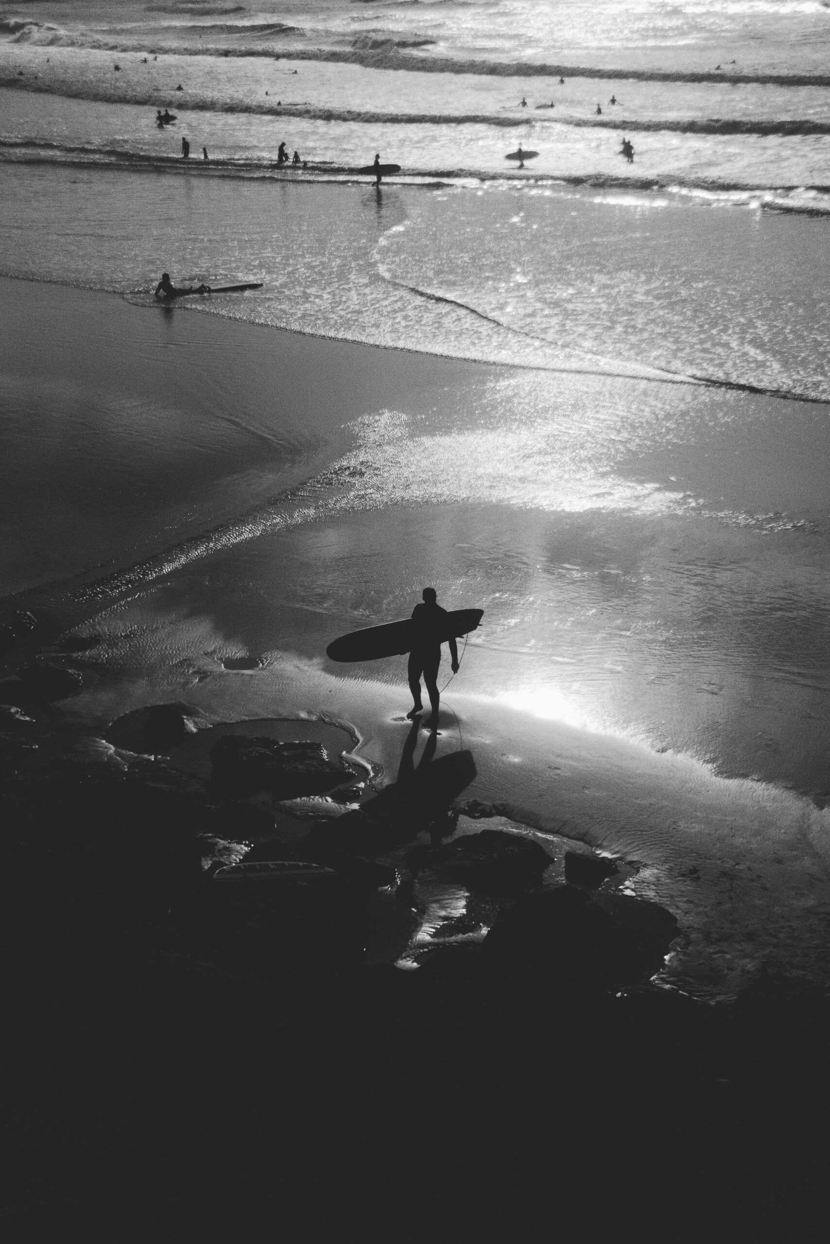 Long boarder surfing in San Sebastian